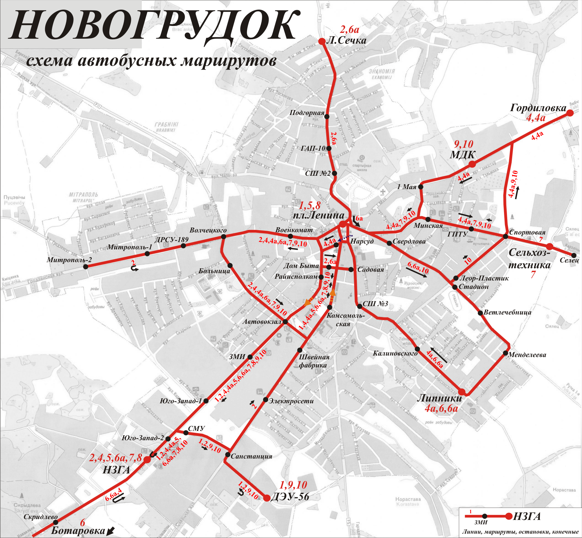 Схема маршрутов автобусов барановичи